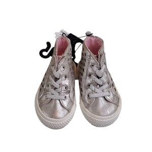 Wonder Works Stylish Silver High Top Baby Sneakers Size 2